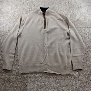 Daniel Cremieux‎ Sweater Mens Large Oatmeal Beige 1/4 Zip Cashmere*